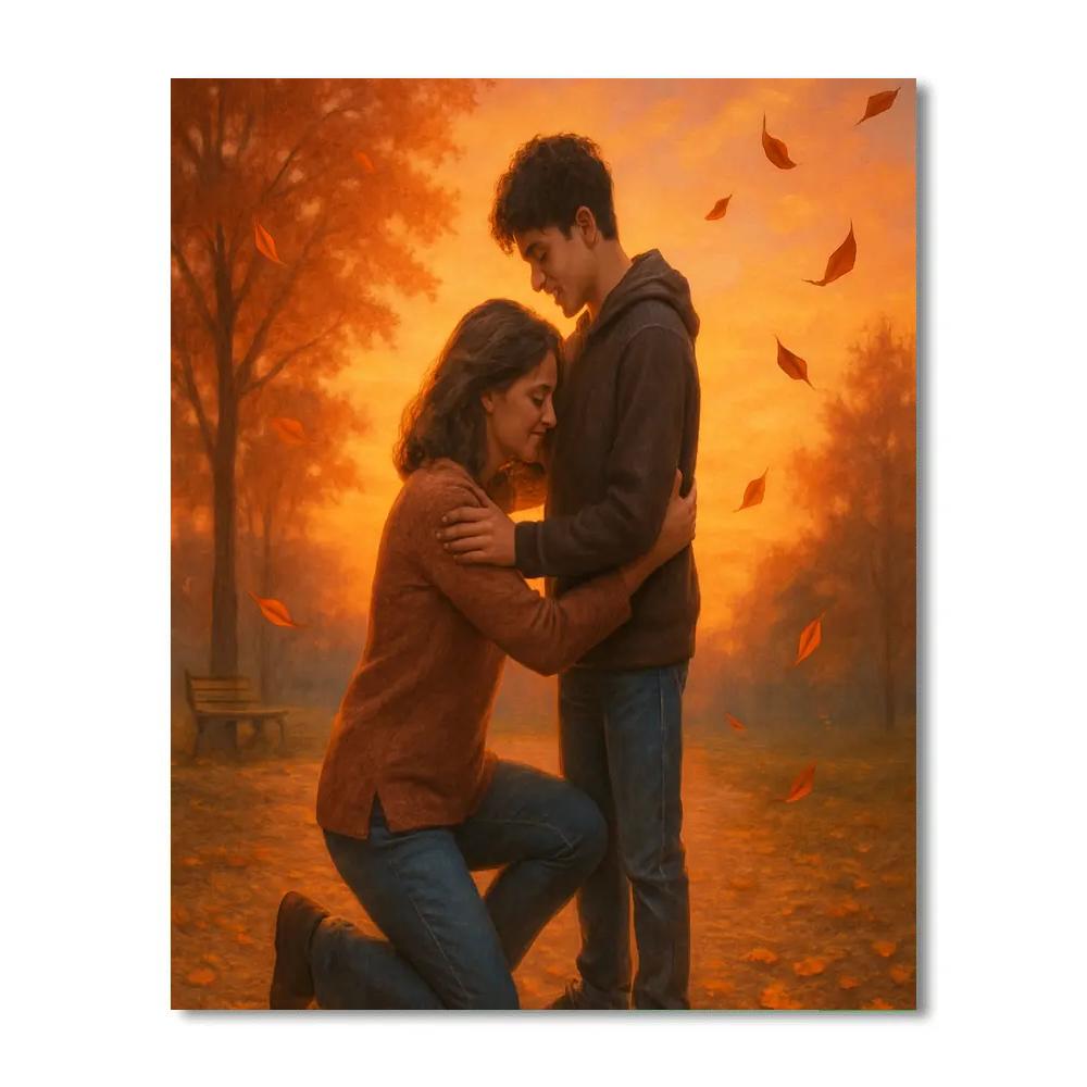 Sunset Embrace In The Park paint by color