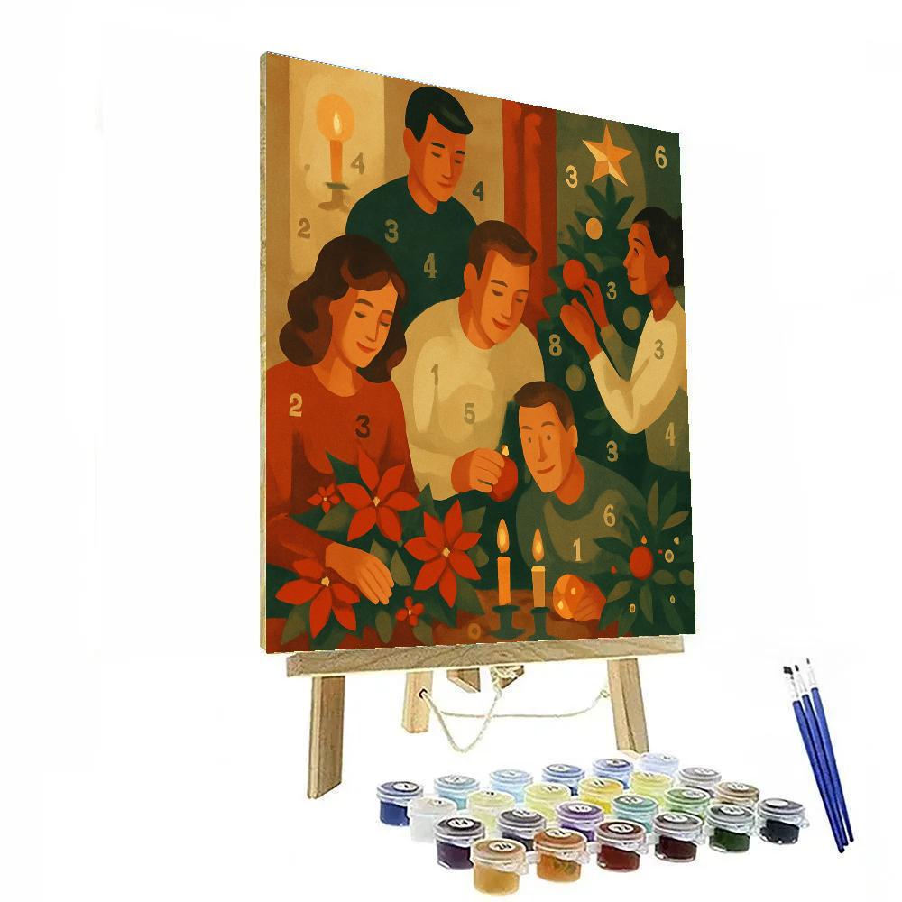 Poinsettia Parlor Cheer Paint by numbers art