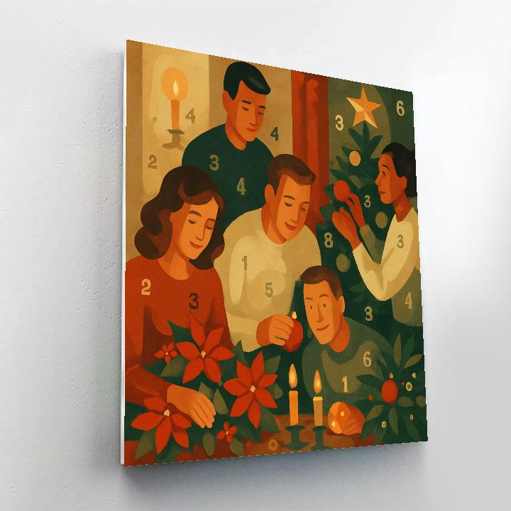 Poinsettia Parlor Cheer Paint by numbers art