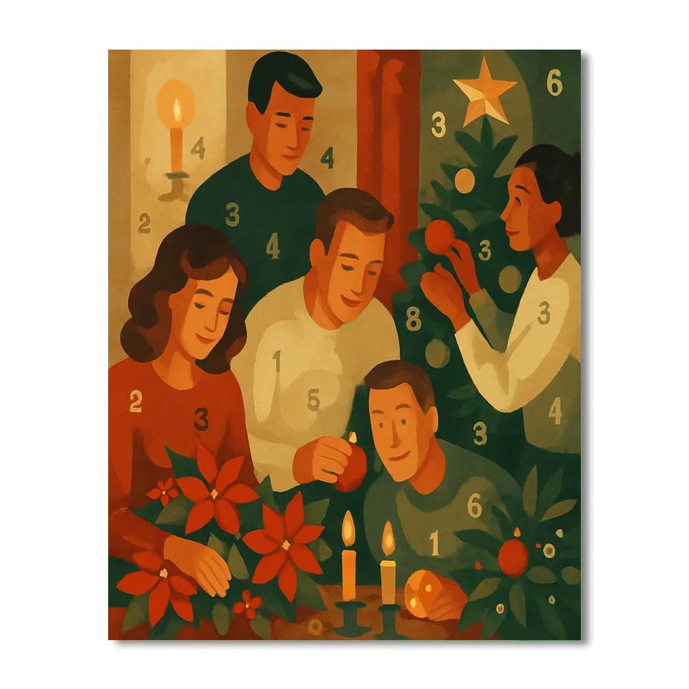 Poinsettia Parlor Cheer Paint by numbers art
