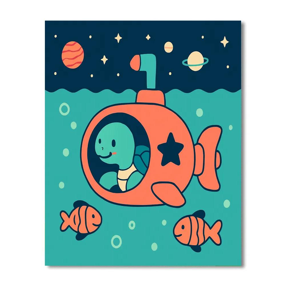 Starship Sea Turtle Explorer Number painting