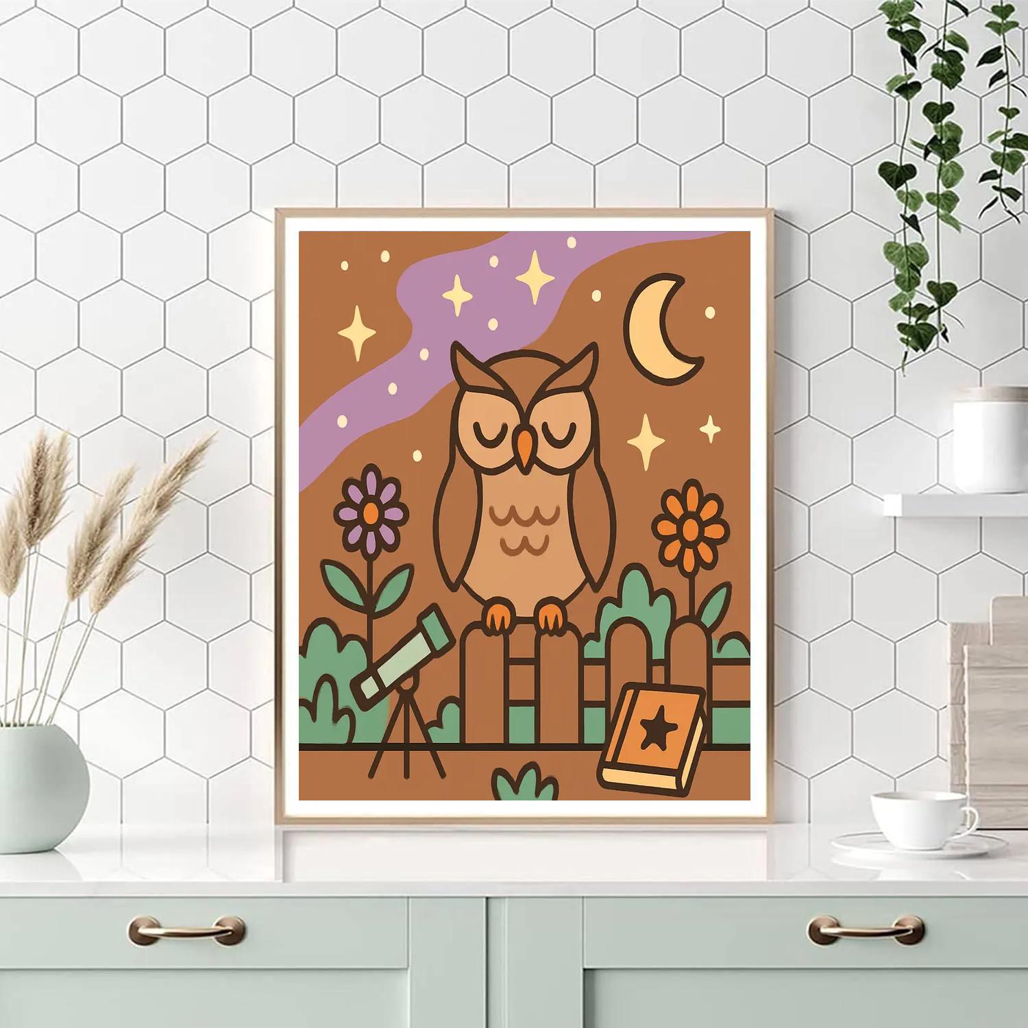 Nebula Garden Owl paint by number