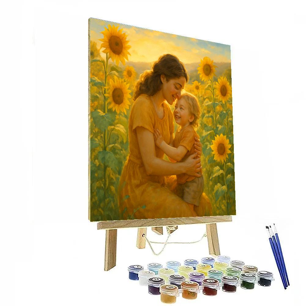 Sunflower Field Mothers Embrace Number painting