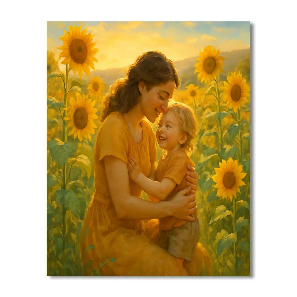 Sunflower Field Mothers Embrace Number painting