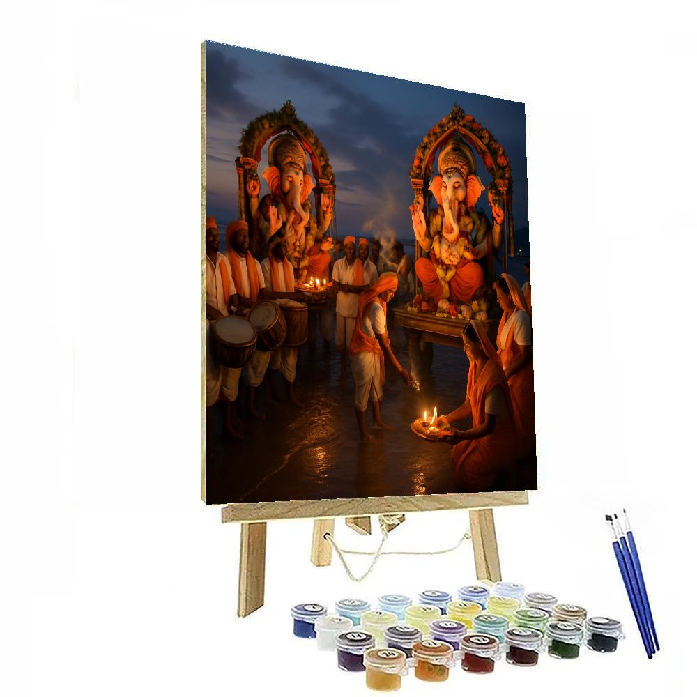 Ganesh Visarjan Riverside Procession paint by number