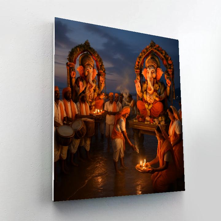 Ganesh Visarjan Riverside Procession paint by number