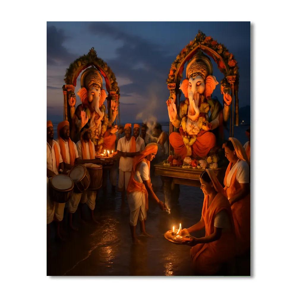 Ganesh Visarjan Riverside Procession paint by number