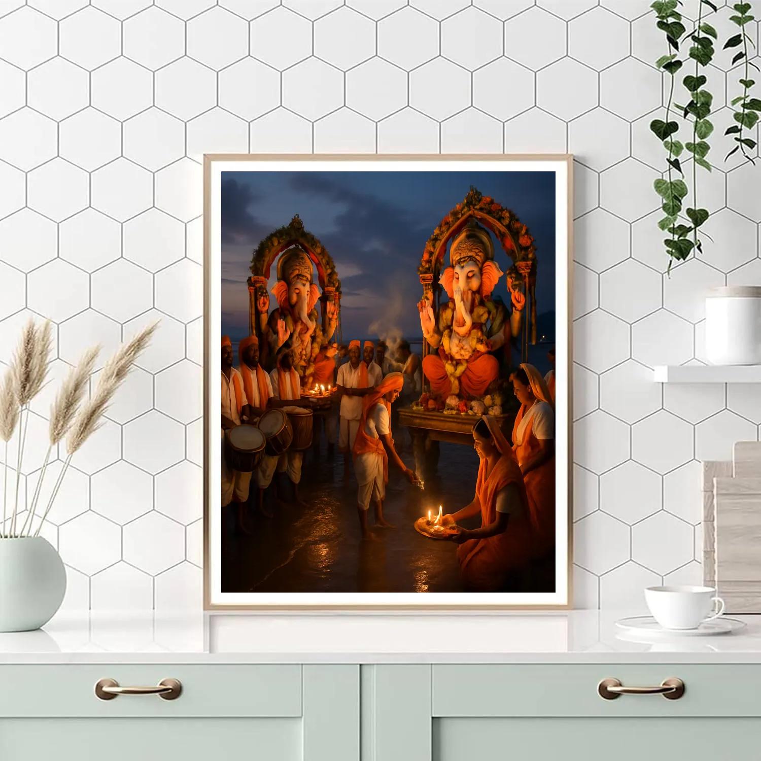 Ganesh Visarjan Riverside Procession paint by number