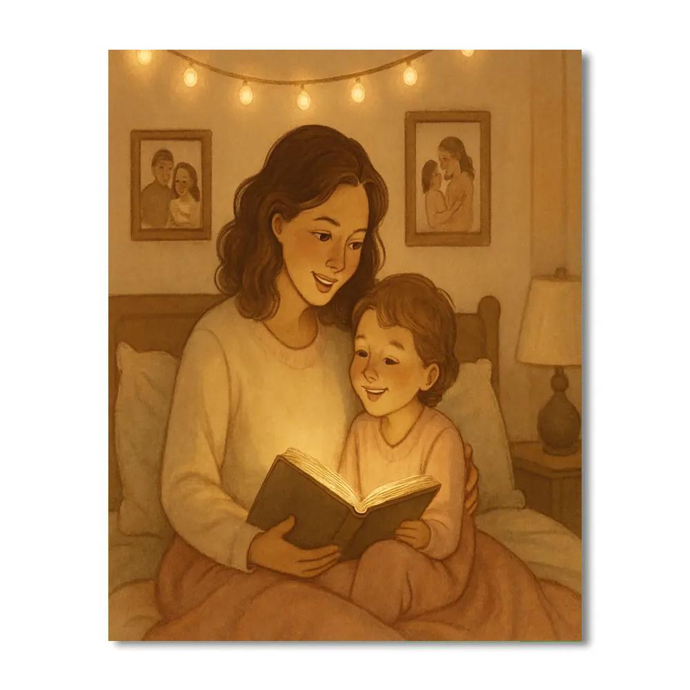 Bedtime Story Under String Lights paint by number