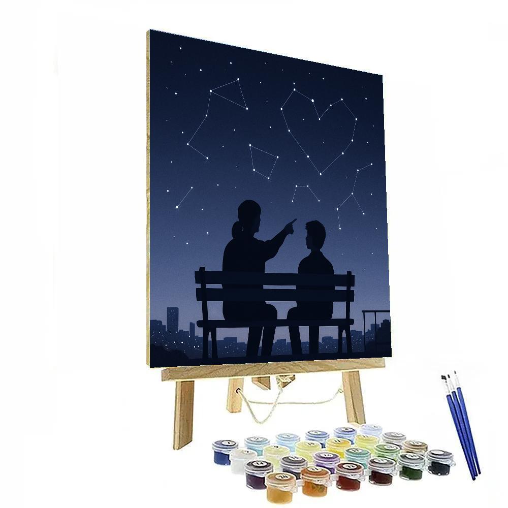 Mother And Teen Stargazing Bench DIY paint by numbers