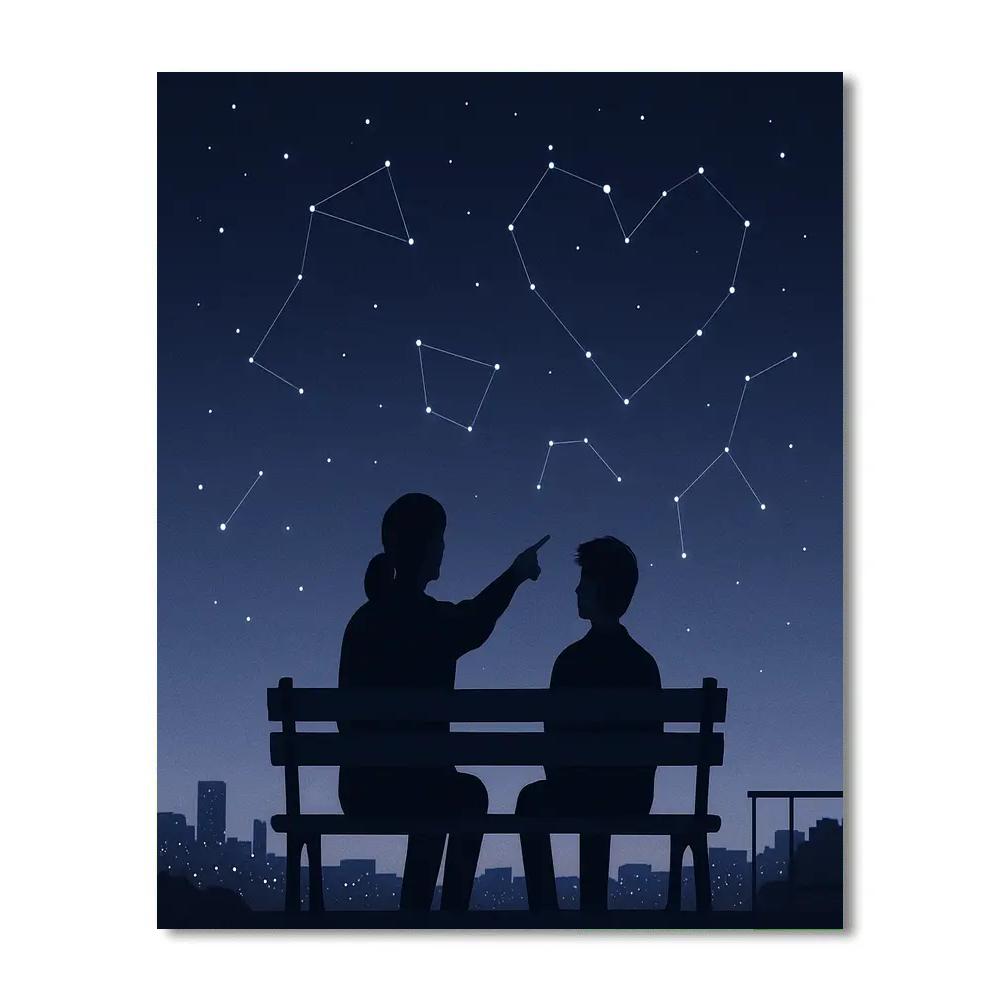 Mother And Teen Stargazing Bench DIY paint by numbers