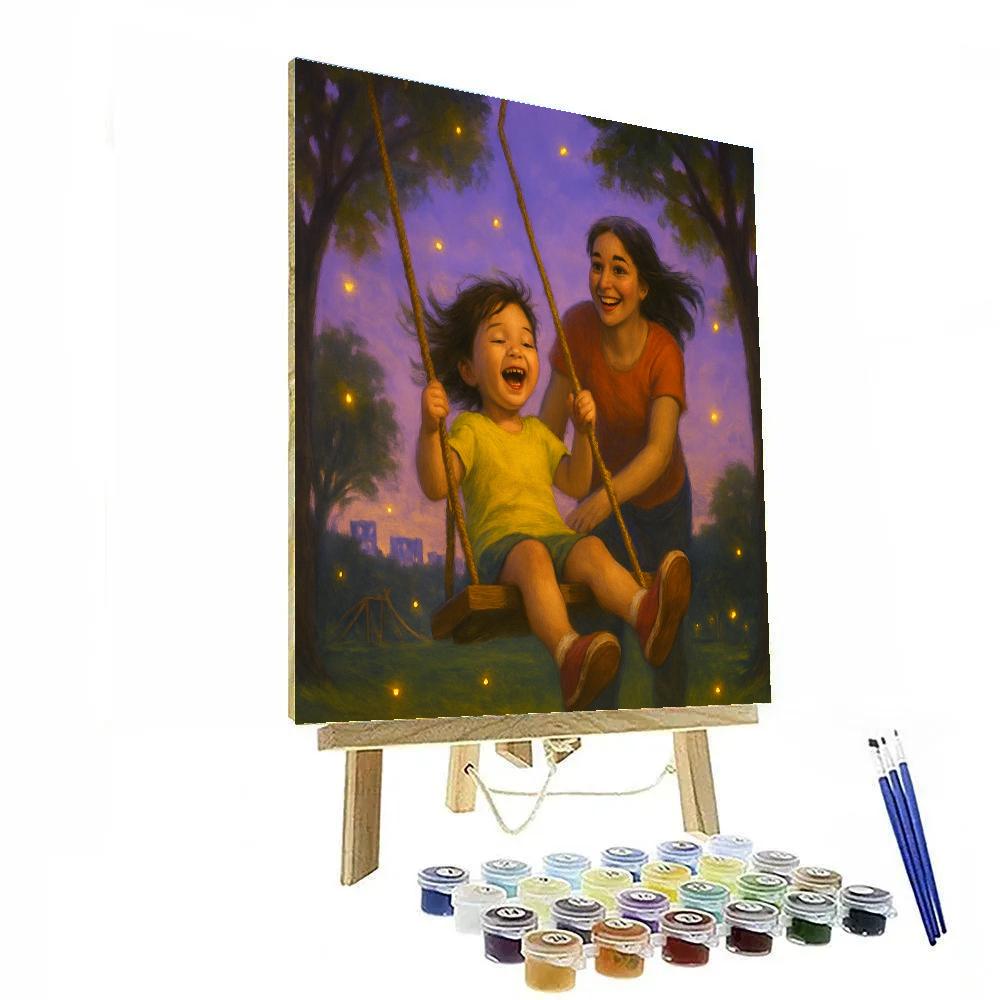 Swing Set Laughter At Twilight paint by number