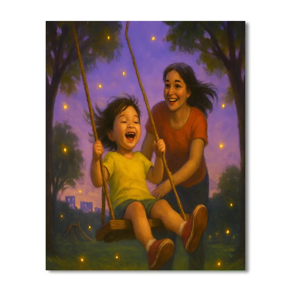 Swing Set Laughter At Twilight paint by number