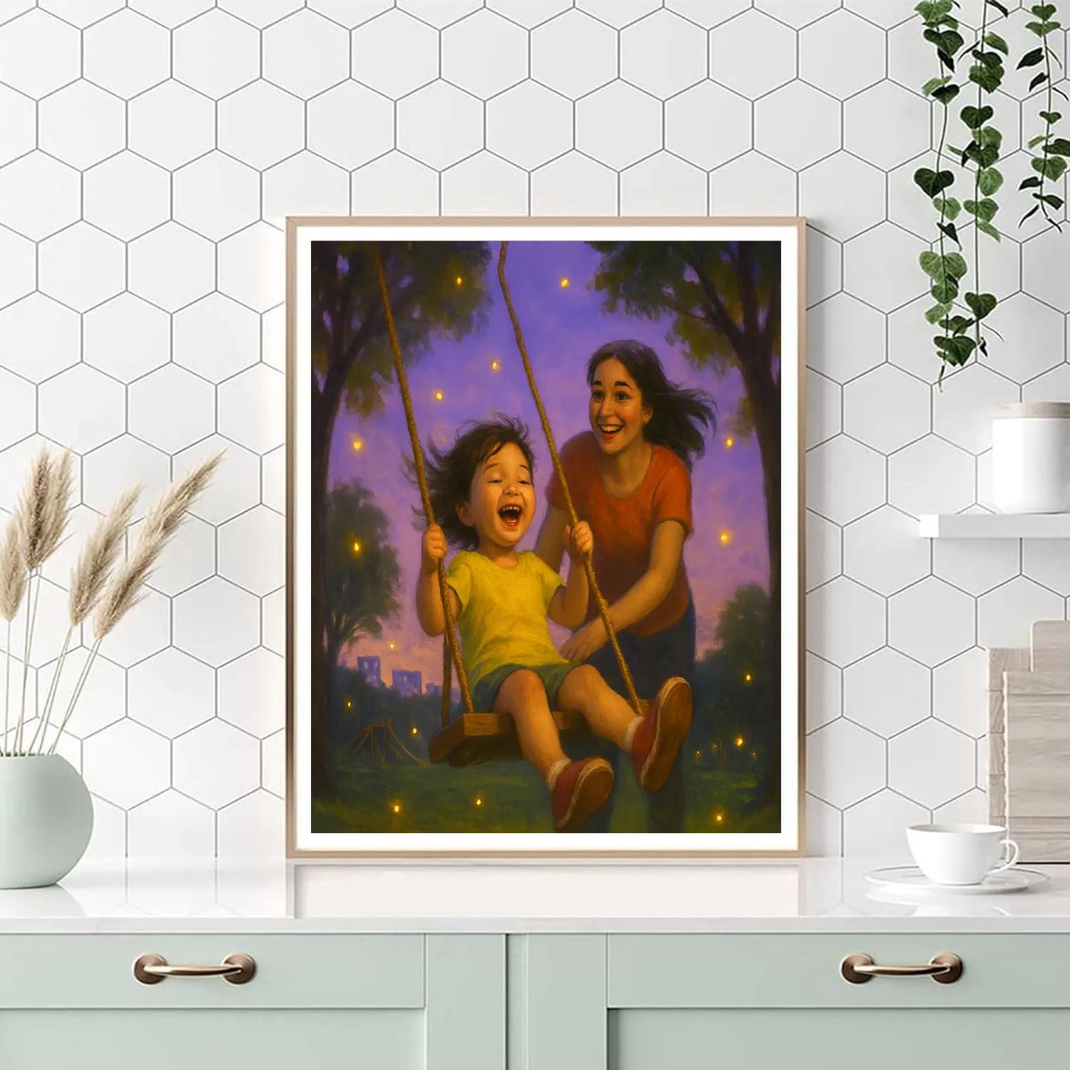 Swing Set Laughter At Twilight paint by number