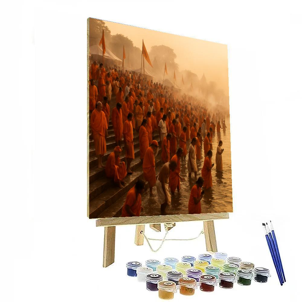 Kumbh Mela Bathing Ghats Crowd paint by color