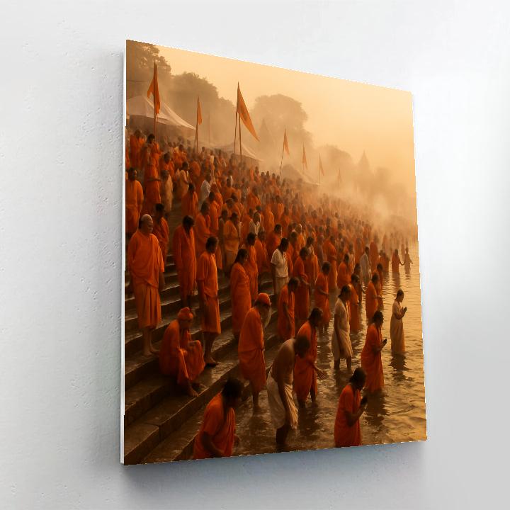 Kumbh Mela Bathing Ghats Crowd paint by color