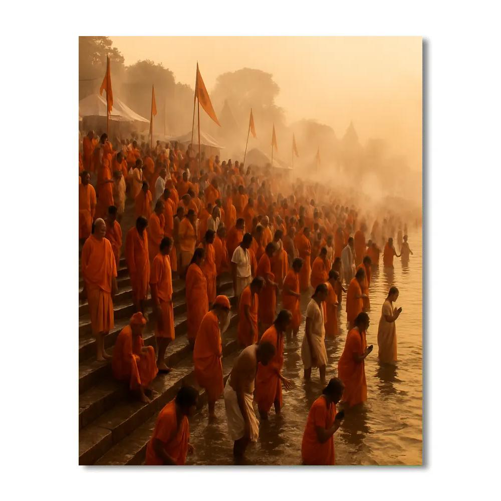 Kumbh Mela Bathing Ghats Crowd paint by color