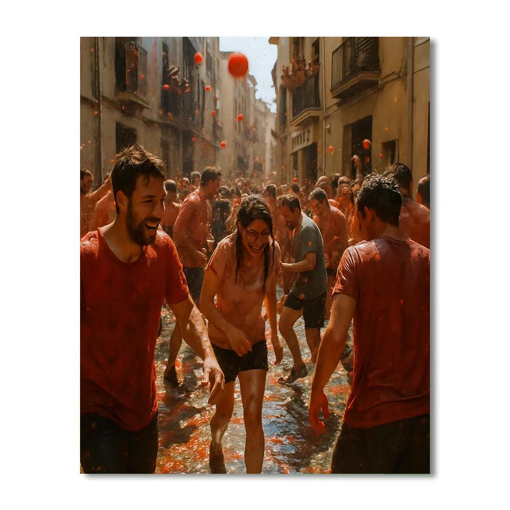 La Tomatina Tomato Throwing Festival Number painting