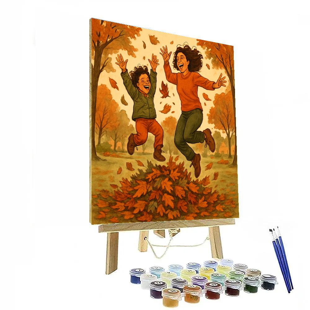 Autumn Leaf Pile Jump painting number kit