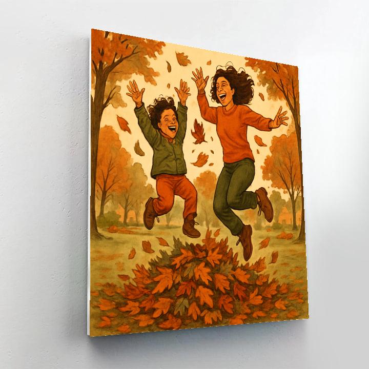 Autumn Leaf Pile Jump painting number kit