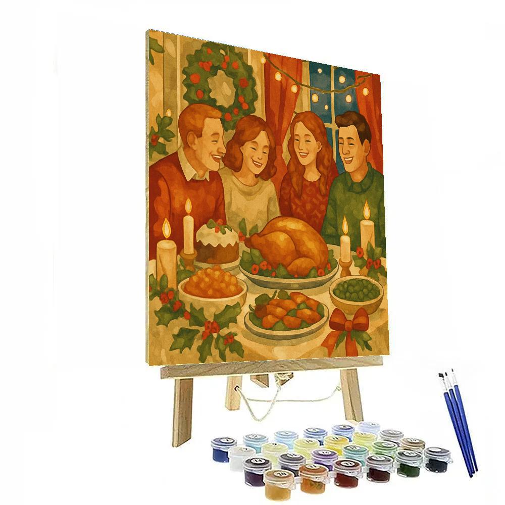 Ribbons And Holly Feast paint by number