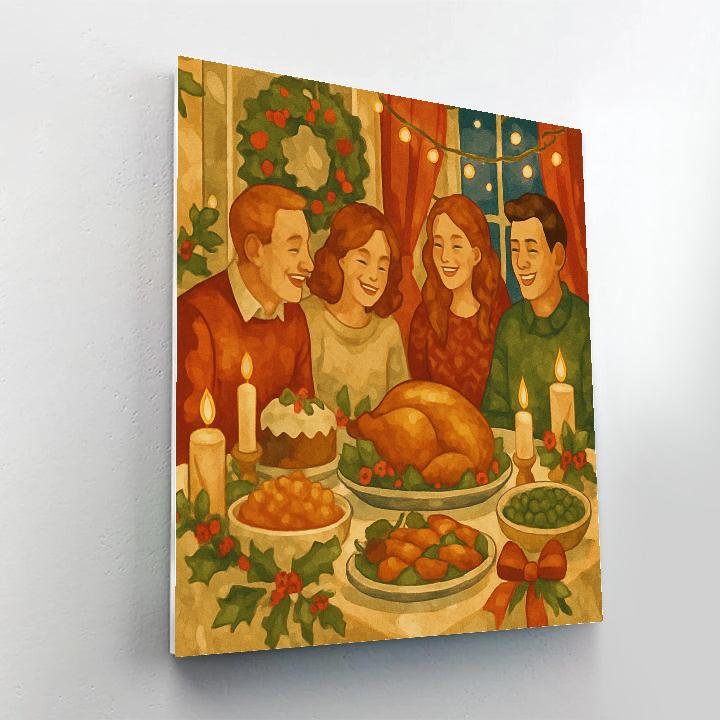 Ribbons And Holly Feast paint by number