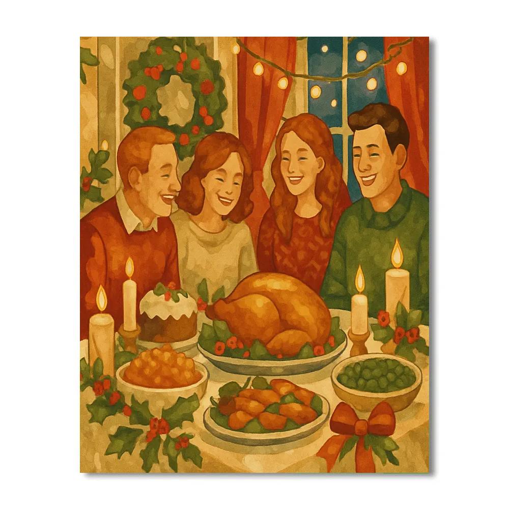 Ribbons And Holly Feast paint by number
