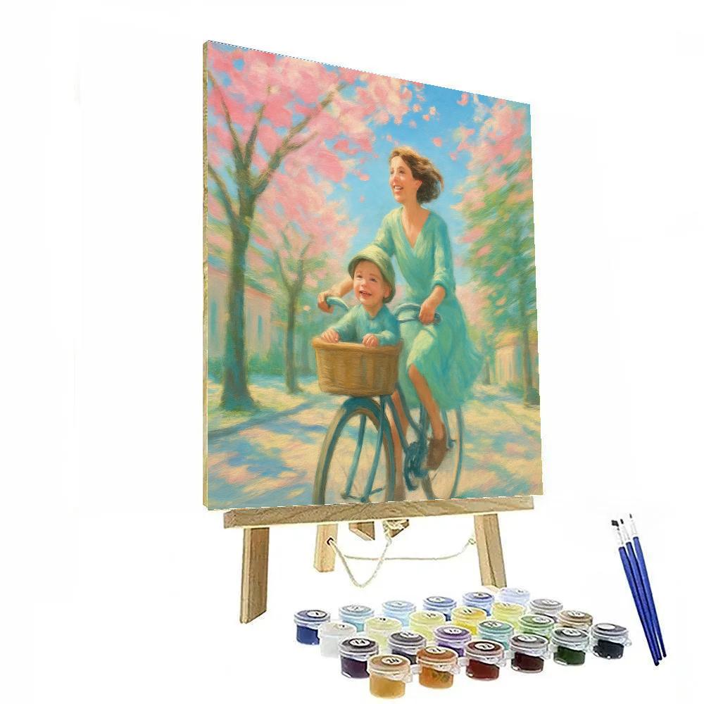 Mother And Child Bike Ride Through Spring DIY paint by numbers