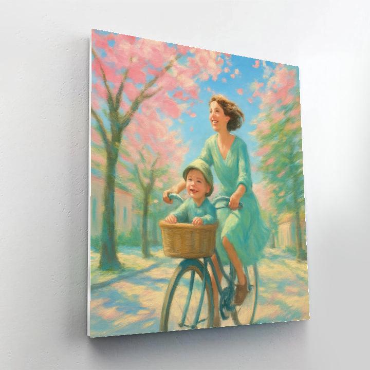Mother And Child Bike Ride Through Spring DIY paint by numbers