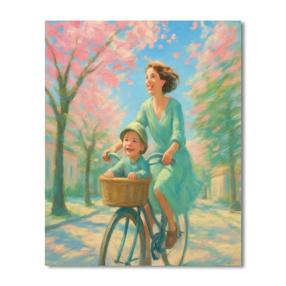 Mother And Child Bike Ride Through Spring DIY paint by numbers