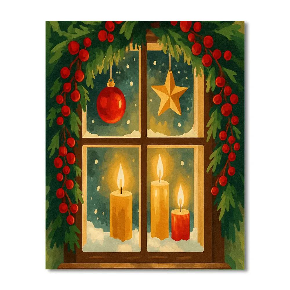 Garlanded Winter Window painting number kit
