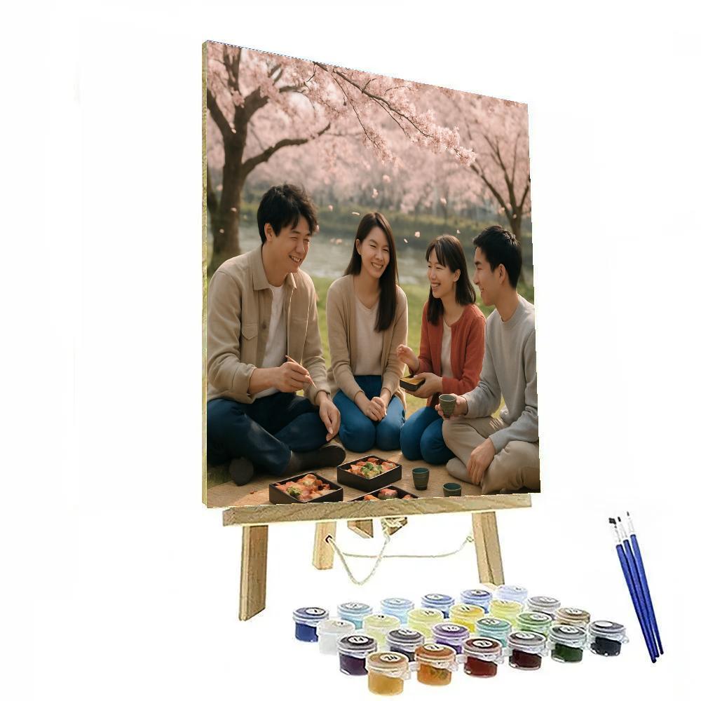 Cherry Blossom Hanami Picnic paint by color