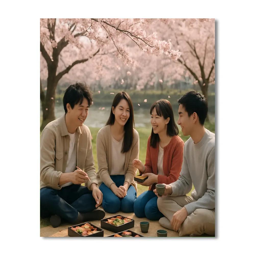 Cherry Blossom Hanami Picnic paint by color
