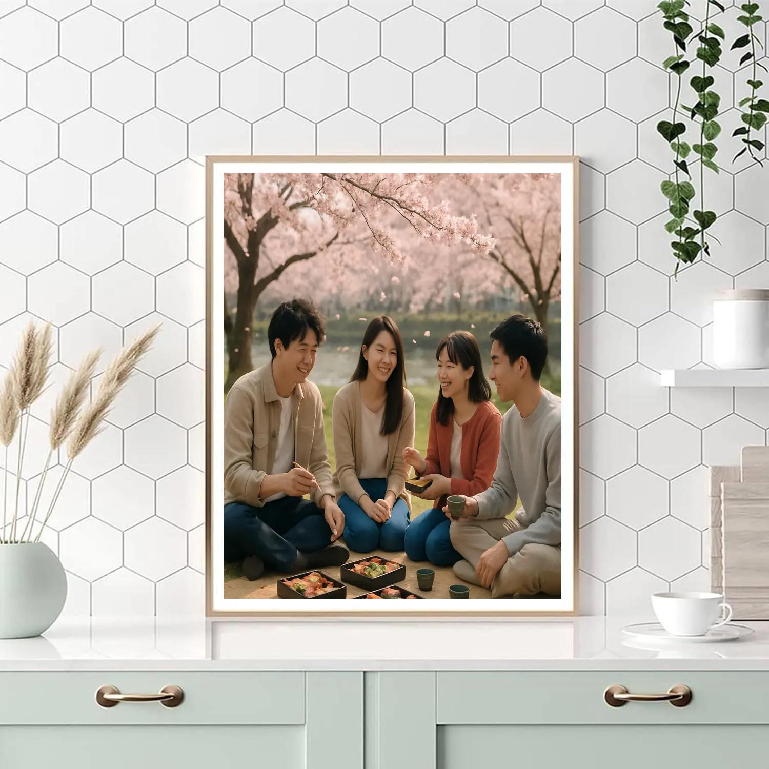 Cherry Blossom Hanami Picnic paint by color