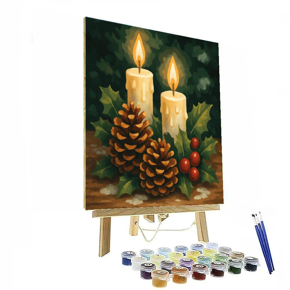 Pinecone Candlelight Peace paint by number