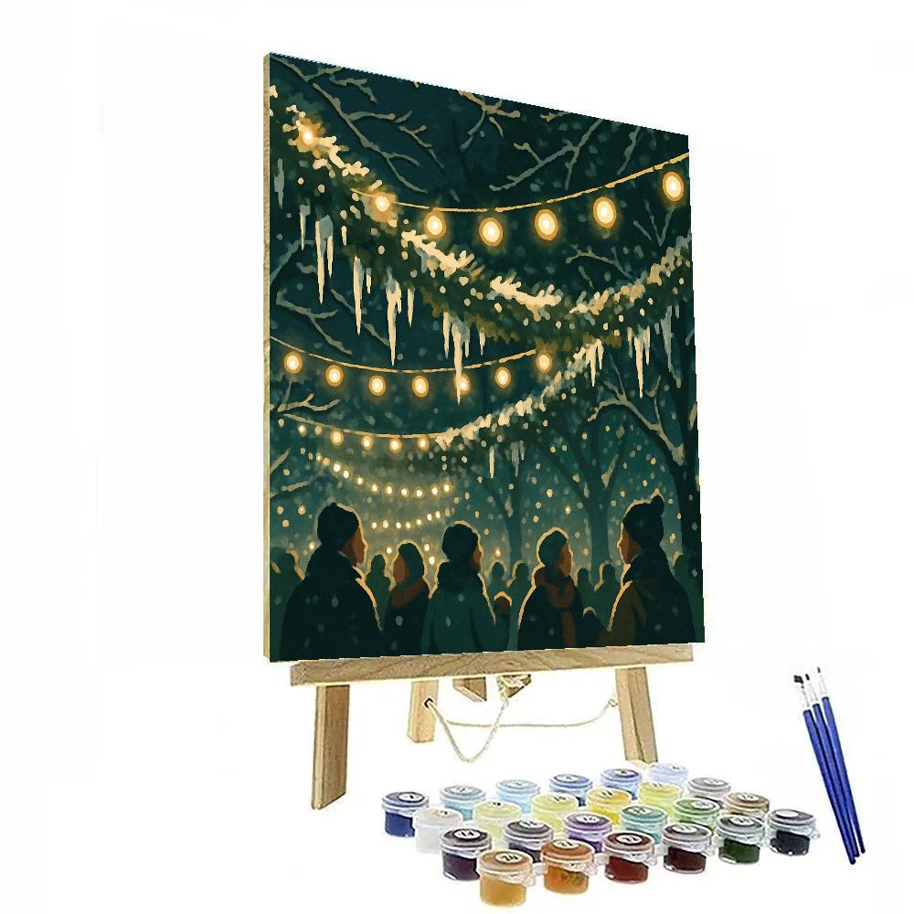 Icicle Garland Glow Paint by numbers art