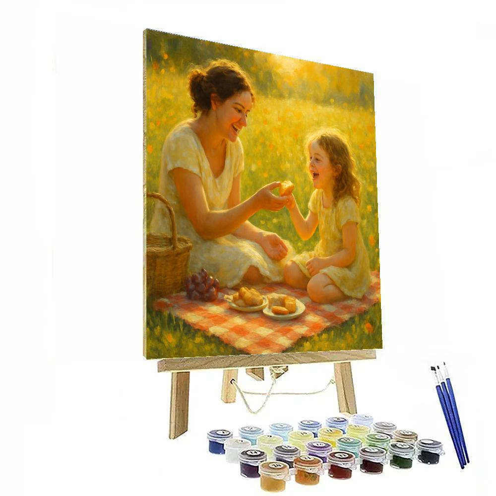 Sunlit Picnic With Mom Number painting