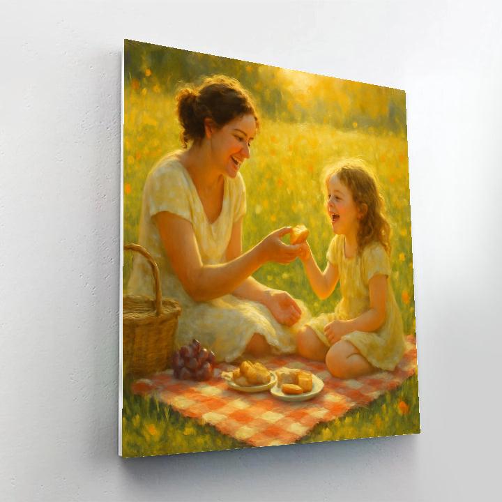 Sunlit Picnic With Mom Number painting