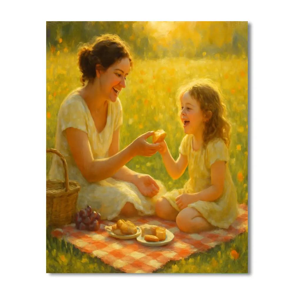 Sunlit Picnic With Mom Number painting