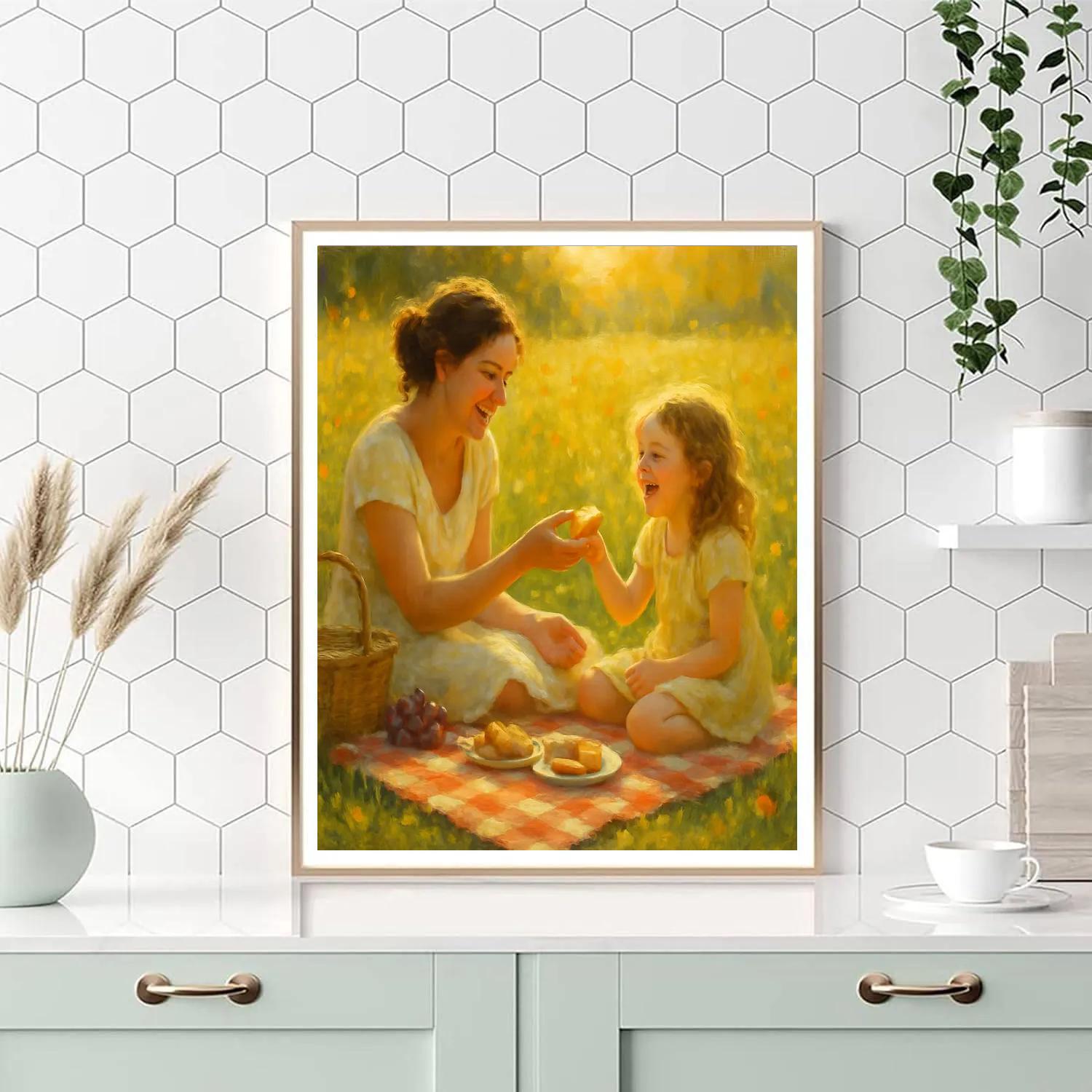 Sunlit Picnic With Mom Number painting