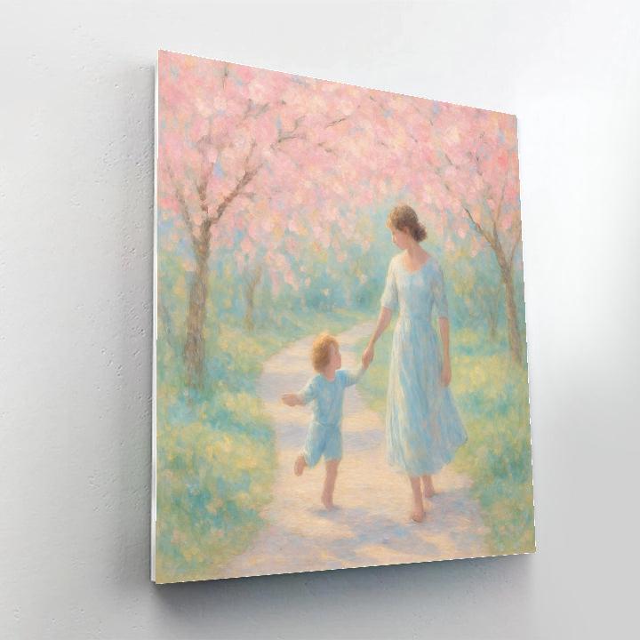 Evening Stroll Beneath Cherry Blossoms Numbered painting kits