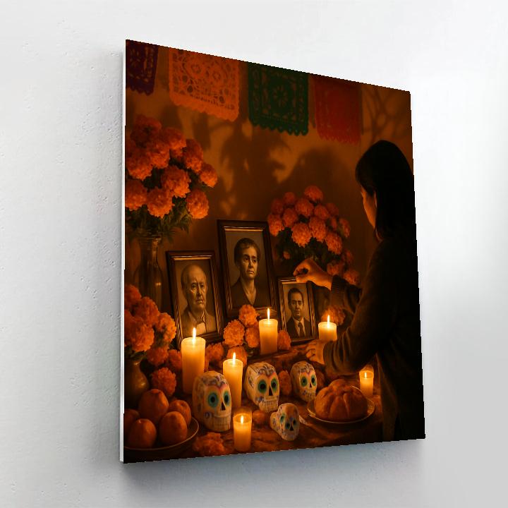 Dia De Los Muertos Altar paint by color