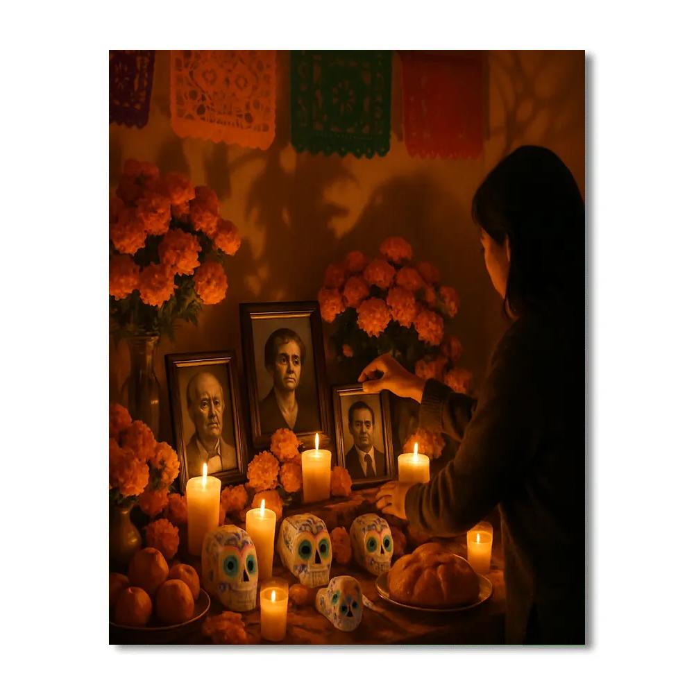 Dia De Los Muertos Altar paint by color
