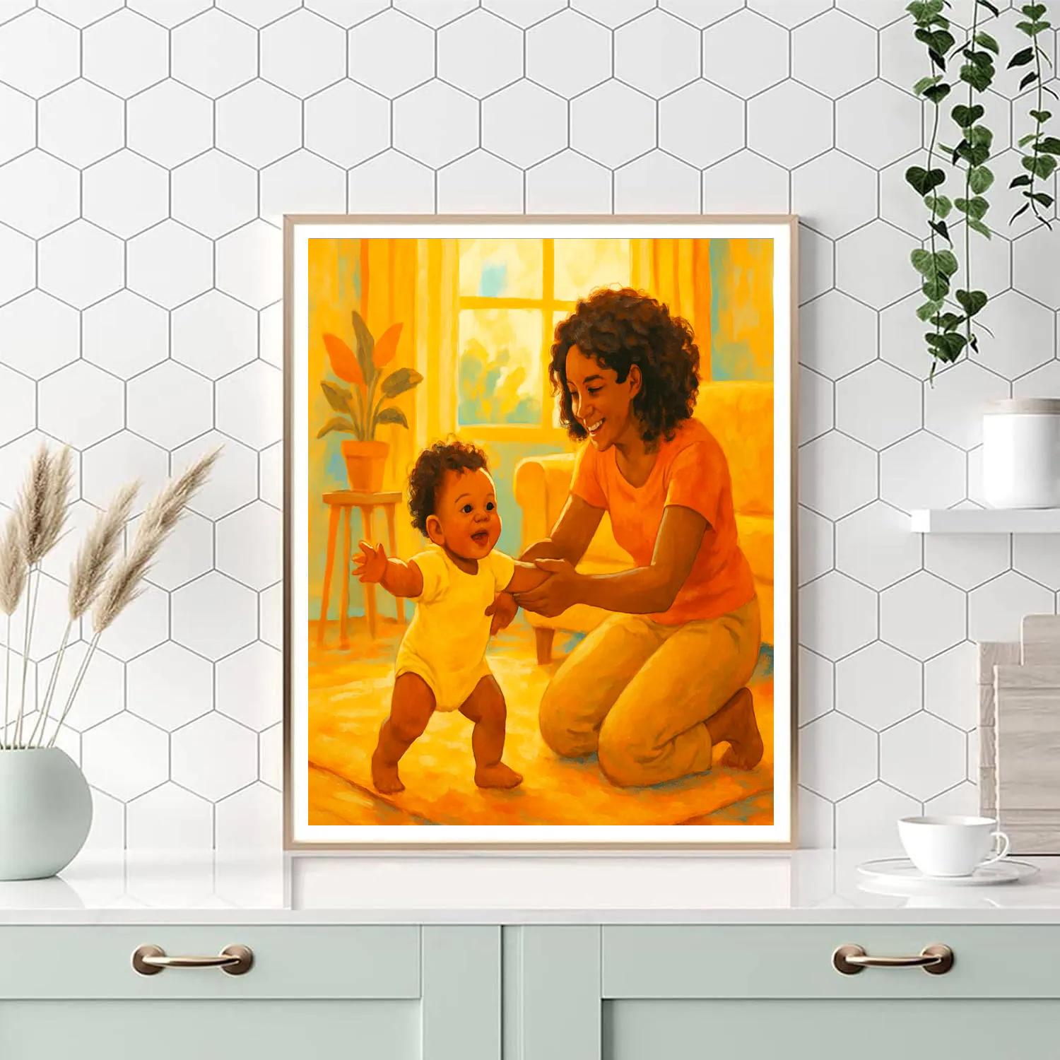 First Steps Under Mothers Care paint by number