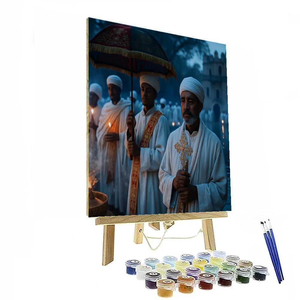 Timkat Dawn At Fasilides Bath Gondar Paint by numbers kits