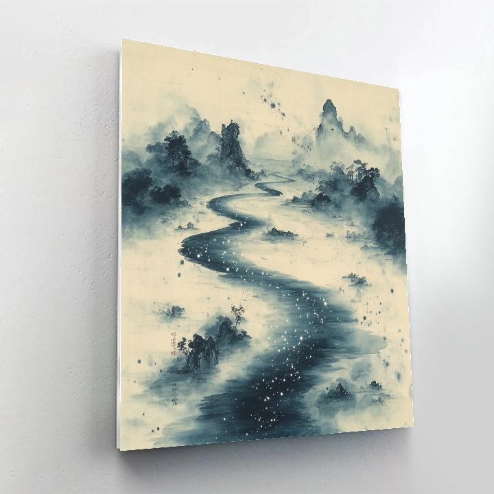 Zhao Mengfu Inspired Ink River Nebula Painting by numbers kit