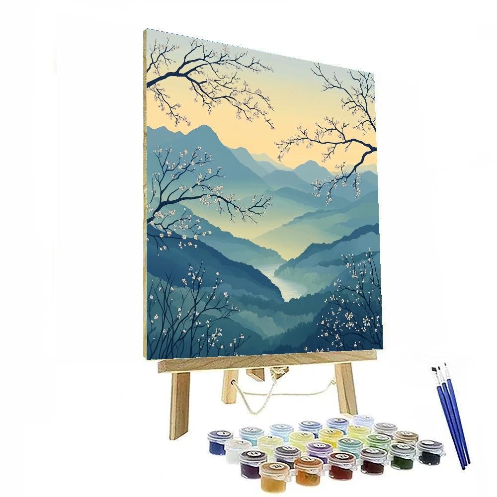 Hiroshige Inspired Misty Plum Blossom Dawn Numbered painting kits