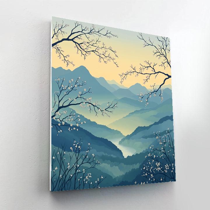 Hiroshige Inspired Misty Plum Blossom Dawn Numbered painting kits