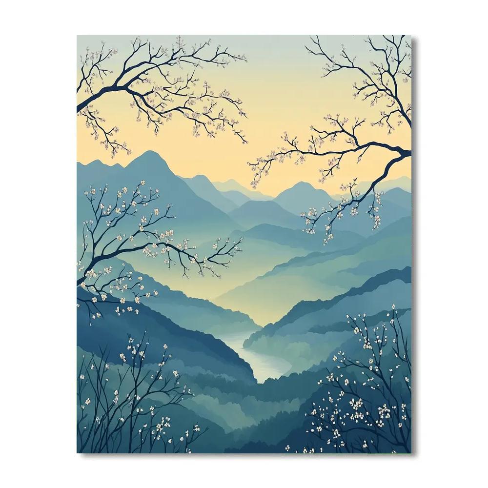 Hiroshige Inspired Misty Plum Blossom Dawn Numbered painting kits