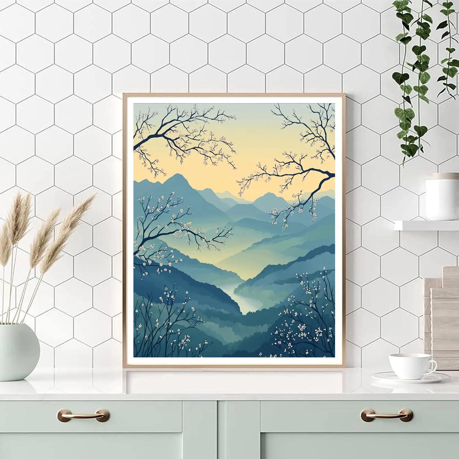Hiroshige Inspired Misty Plum Blossom Dawn Numbered painting kits